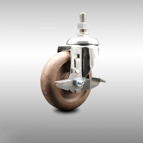 Service Caster 4 Inch 316SS High Temp Glass Filled Nylon 1/2 Inch Threaded Stem Caster with Brake SCC-SS316TS20S414-GFNSHT-TLB-121315 - main